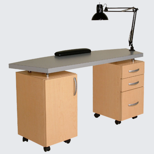 Collins 804-60 Soho Nail Table, featuring a sleek and modern design with ample workspace, built-in storage drawers, and durable materials, perfect for professional nail salons.